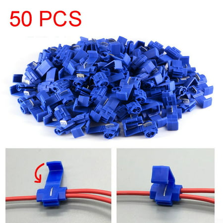 50Pcs Blue  Lock Wire Electrical Cable Connectors Quick Splice Terminals Crimp